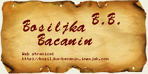 Bosiljka Bačanin vizit kartica